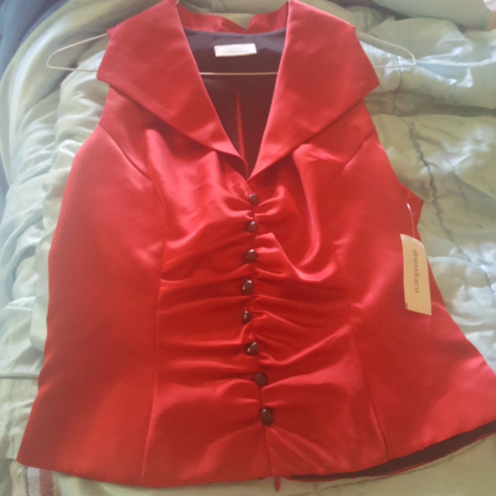 Dressy Red Satin Vest shirt